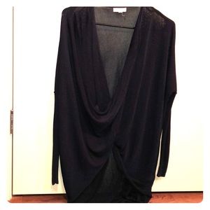Silence + Noise Sheer Black Criss-Cross Sweater